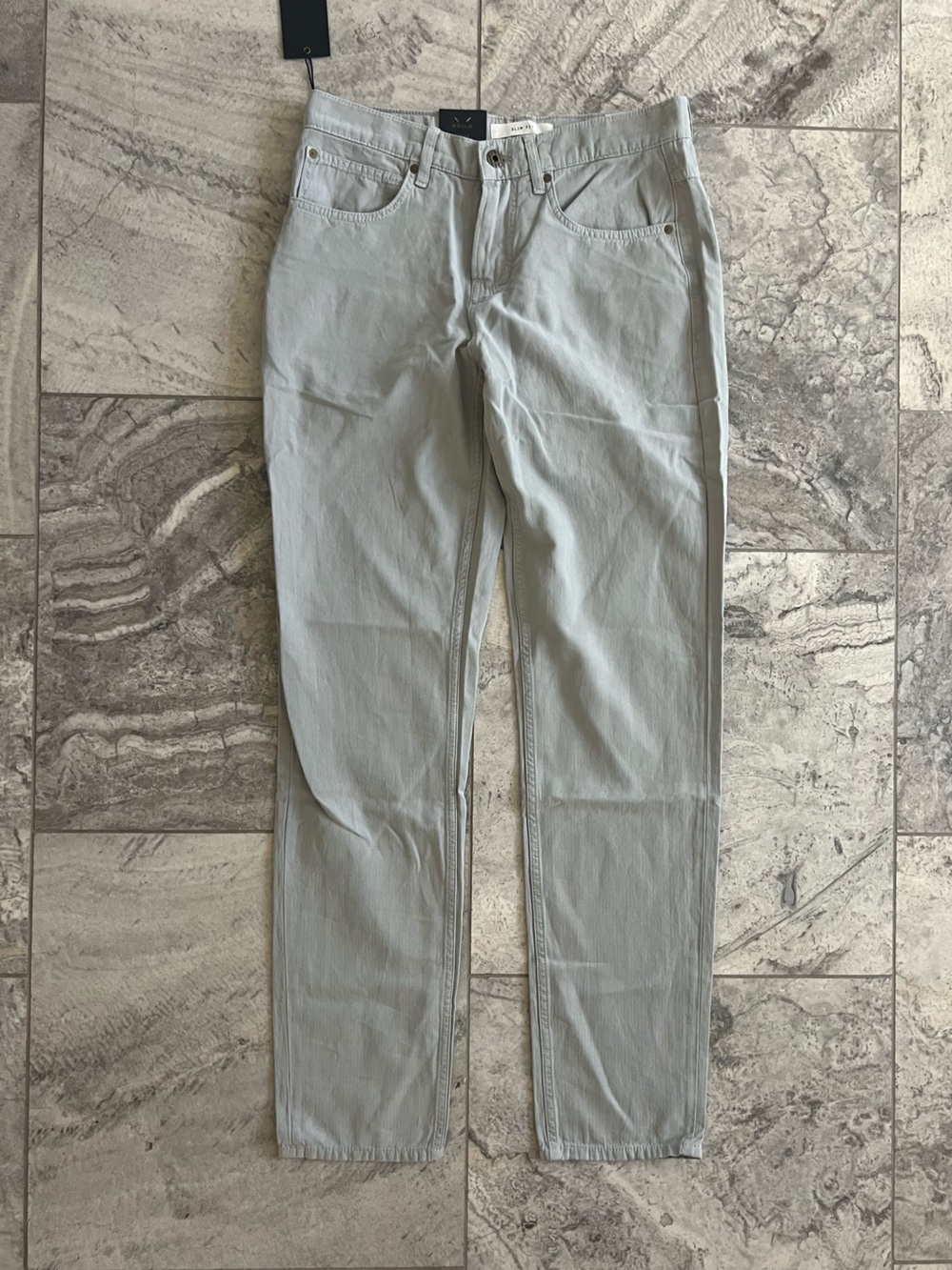 Billy Reid Light Gray Slim Cotton Linen Chino Pant 32x36